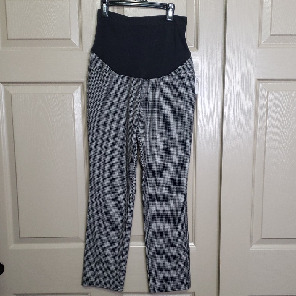 NWT Old Navy Houndstooth Black and Gray Women's Maternity Pants Size 10
